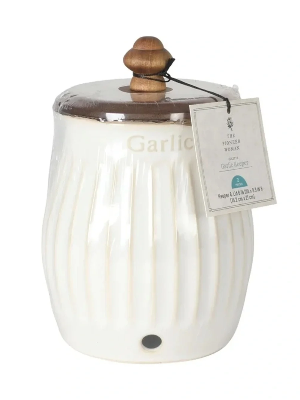 ✨The Pioneer Woman Colette Stoneware Garlic Keeper, White